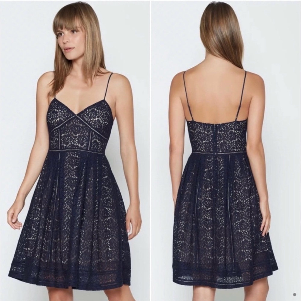 Joie Solandra Sleeveless Lace Dress Navy Blue Sundress Sz 0